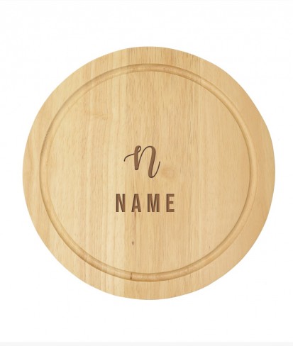 Personalised Wooden Engraved Cheese Board Set with Name & Initial